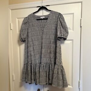 Calvin Klein Black and White Gingham Dress